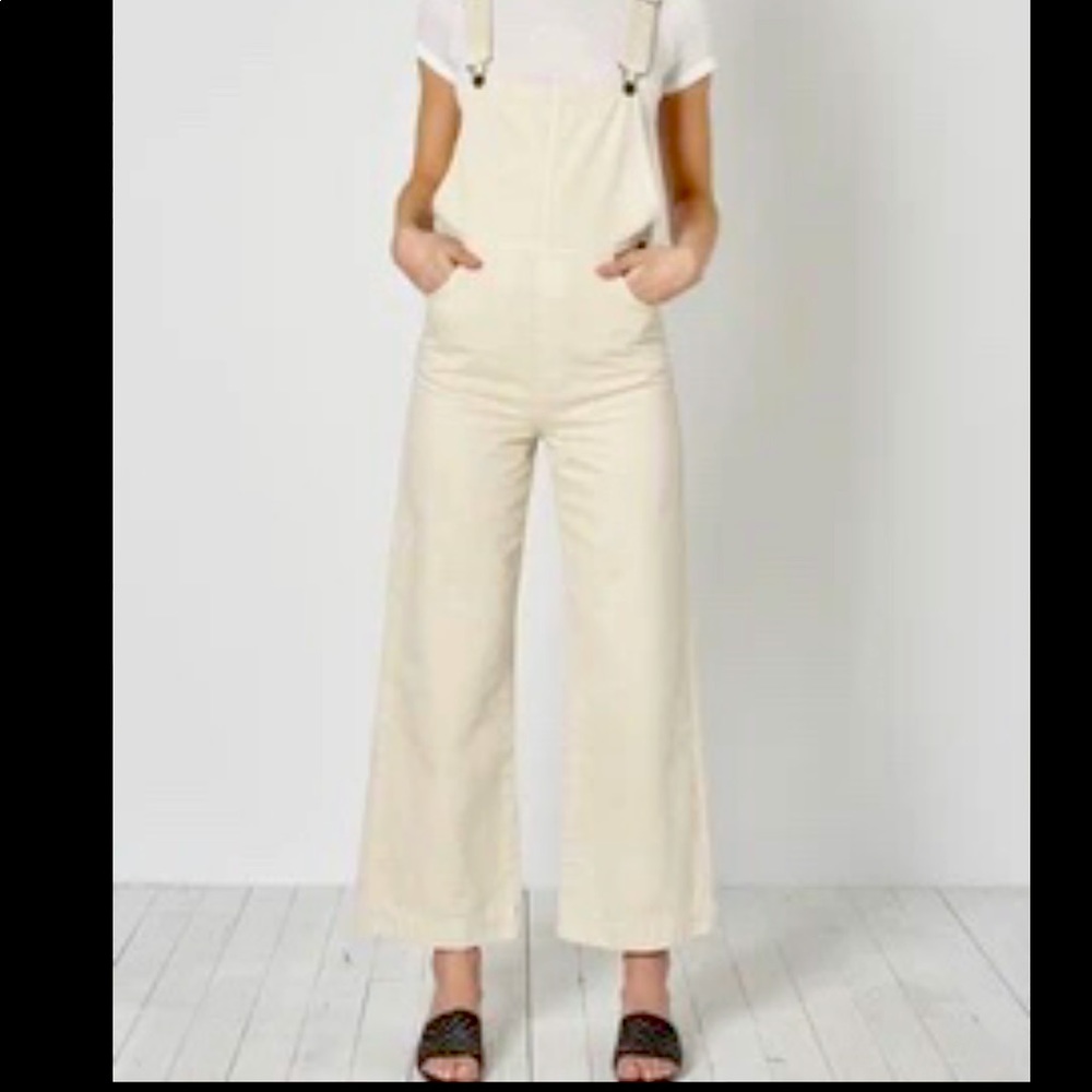 Women's Cream Wide-Leg Overalls